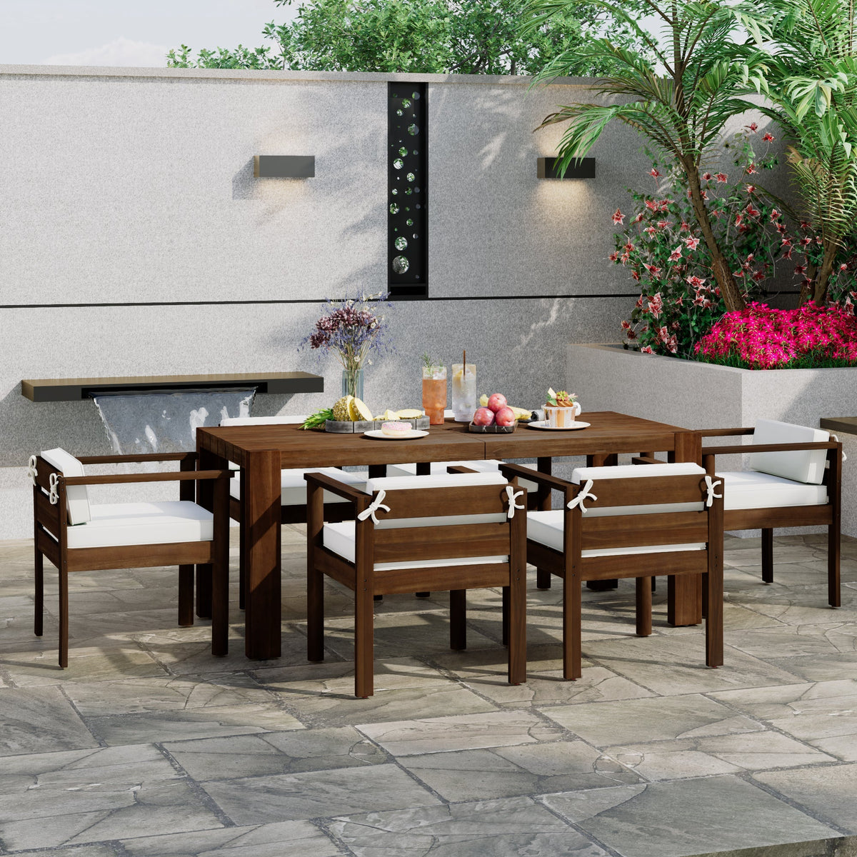 TREXM 7-Piece Patio Dining Table Set for 6