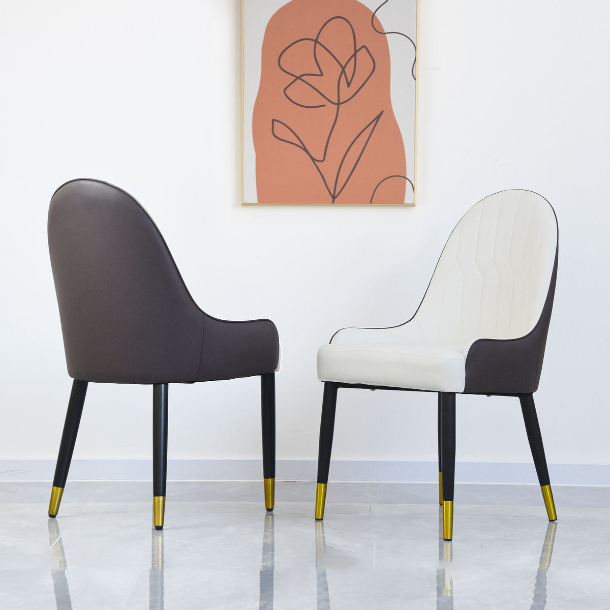 Modern Sponge-Filled Dining Chair, Solid Wood Metal Legs, Suitable For Restaurants, Living Rooms And Rooms (Set of 2)