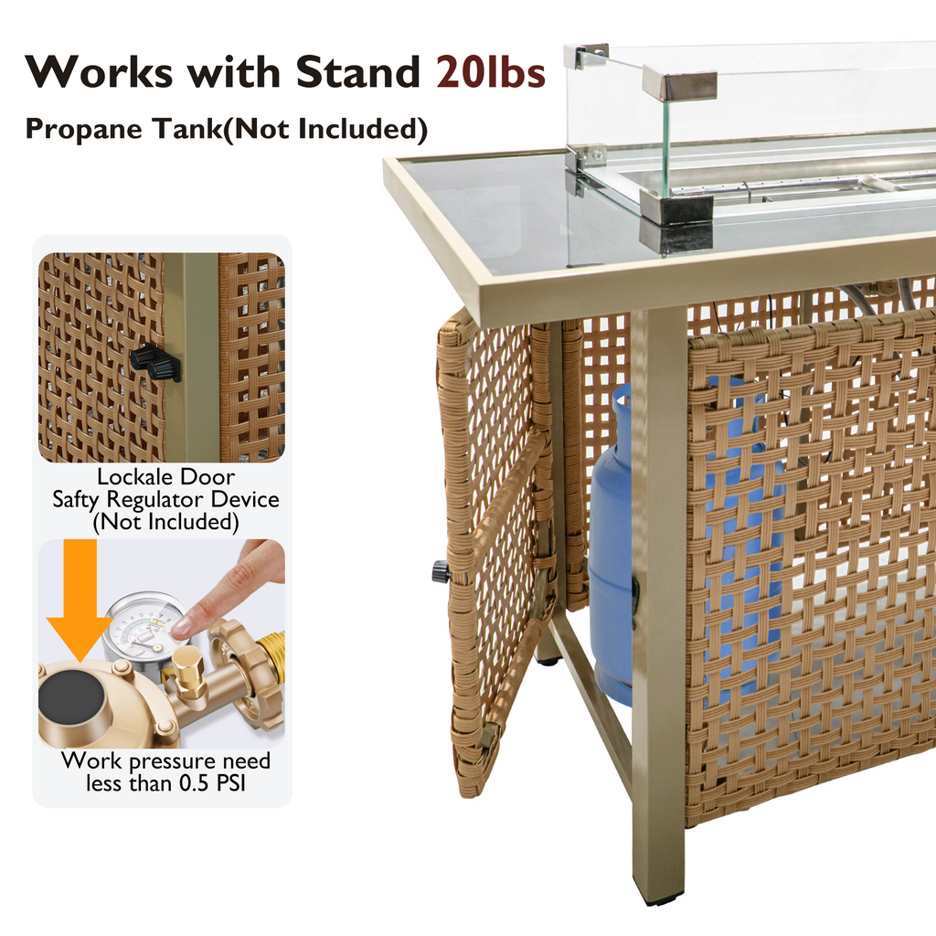 K&K 8-Piece Patio Furniture Set with Fire Pit Table