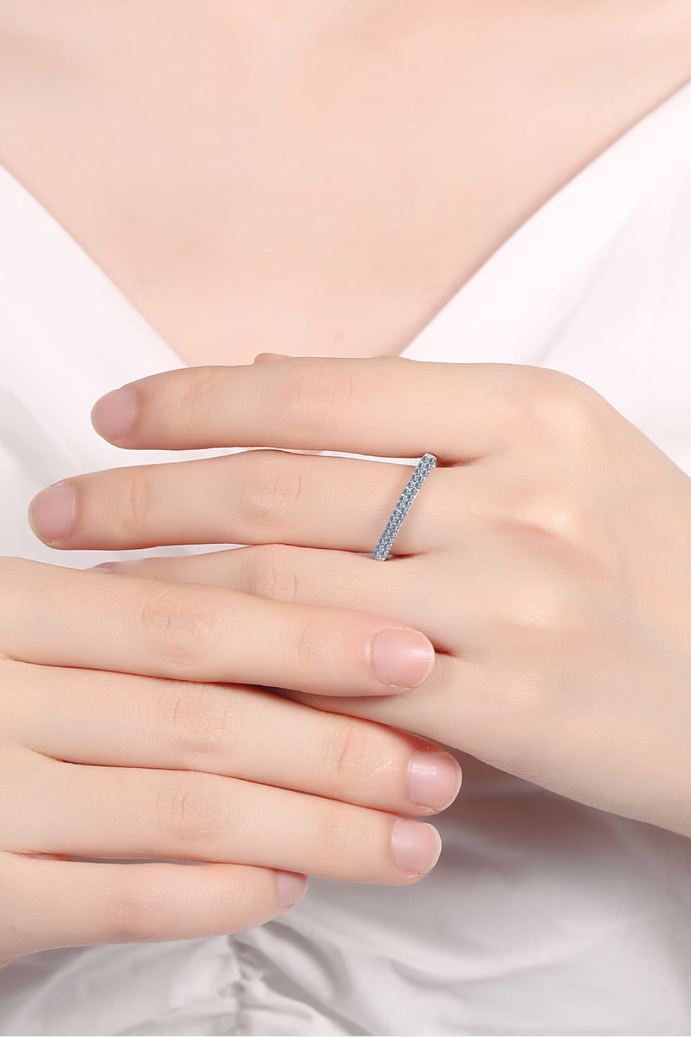 Sparkala™ Half-Eternity Ring (Rhodium Over Pure Sterling Silver)