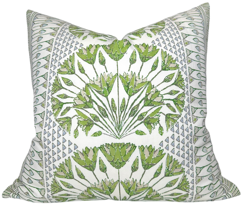 Cairo Pillow Cover in Green, Thibaut Pillows