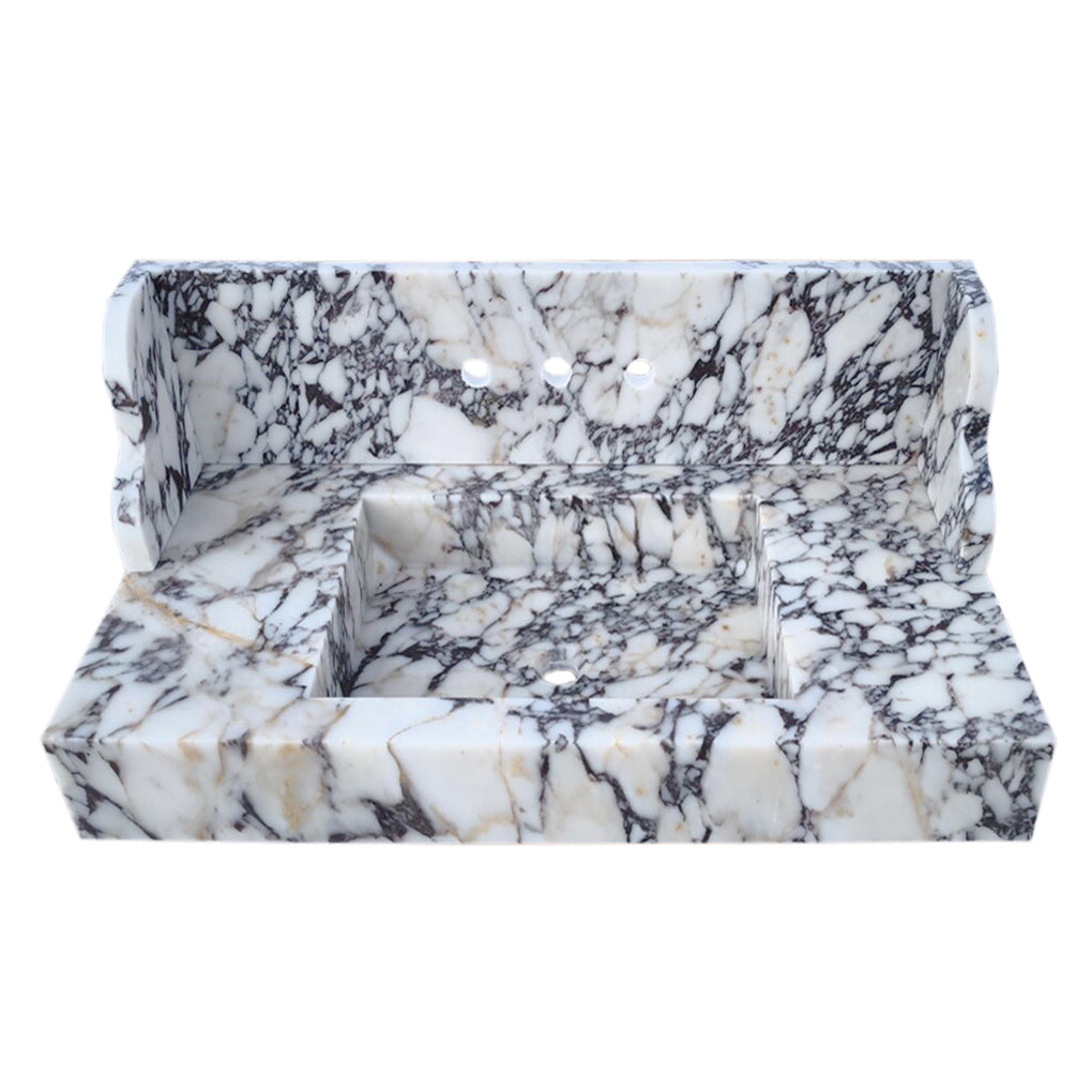 Calacatta Viola Marble Wall-mount Bathroom Sink with 10" Backsplash (W)20" (L)40" (H)6"