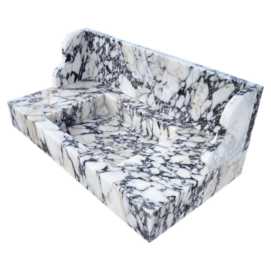 Calacatta Viola Marble Wall-mount Bathroom Sink with 10" Backsplash (W)20" (L)40" (H)6"