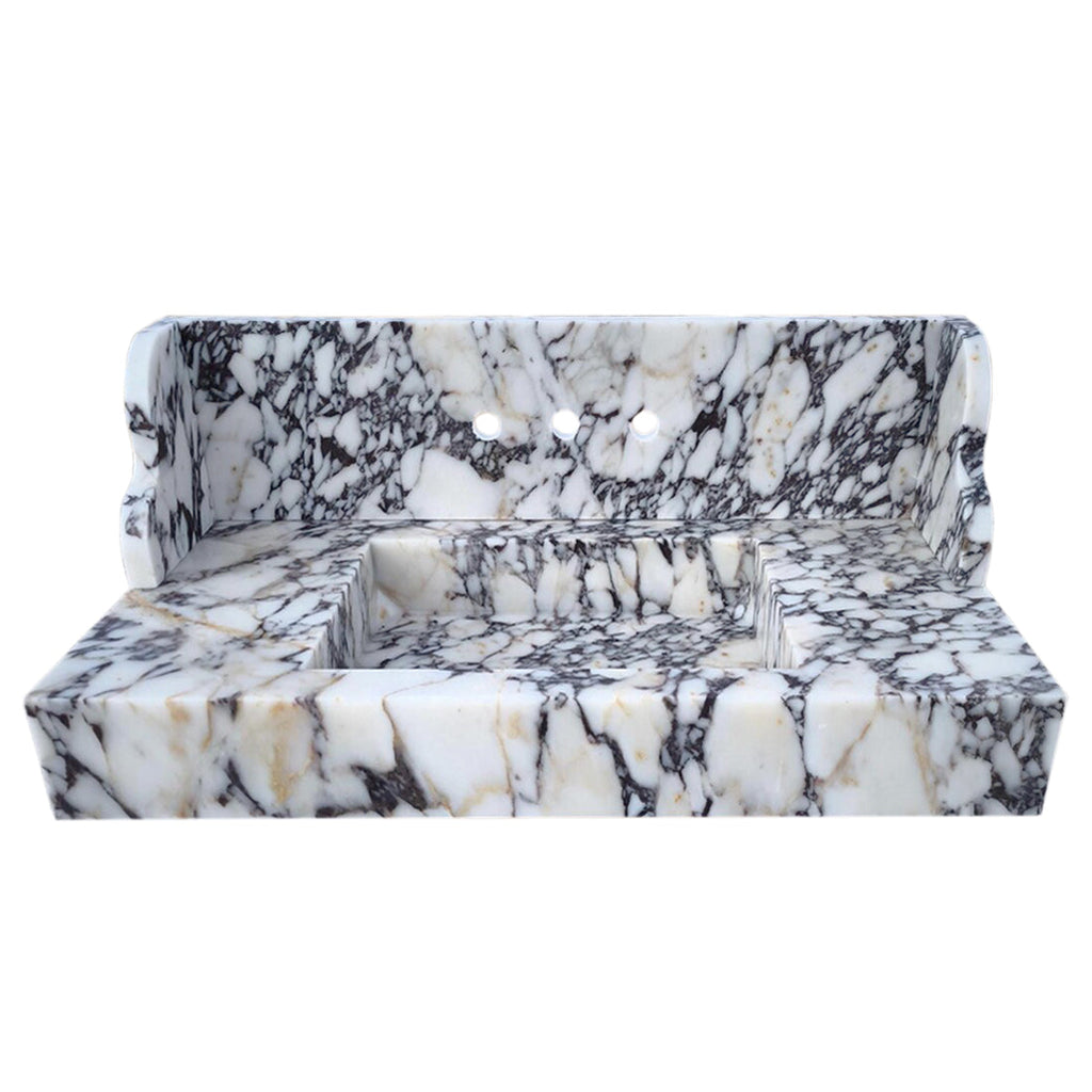 Calacatta Viola Marble Wall-mount Bathroom Sink with 10" Backsplash (W)20" (L)40" (H)6"