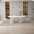 Calacatta Viola Marble Oval Dining Table with Fluted Round Marble Legs