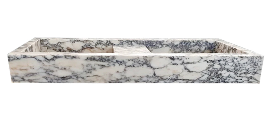 Calacatta Viola Marble Double Bathroom Sink Polished (W)19" (L)53" (H)6"