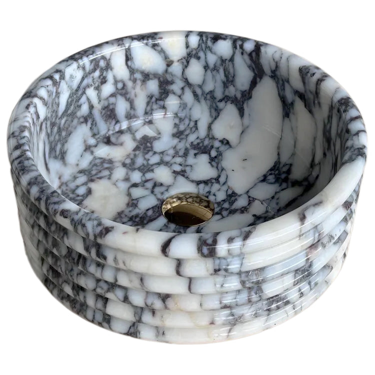 Calacatta Viola Marble Fluted Above-vanity Bathroom Sink Polished
