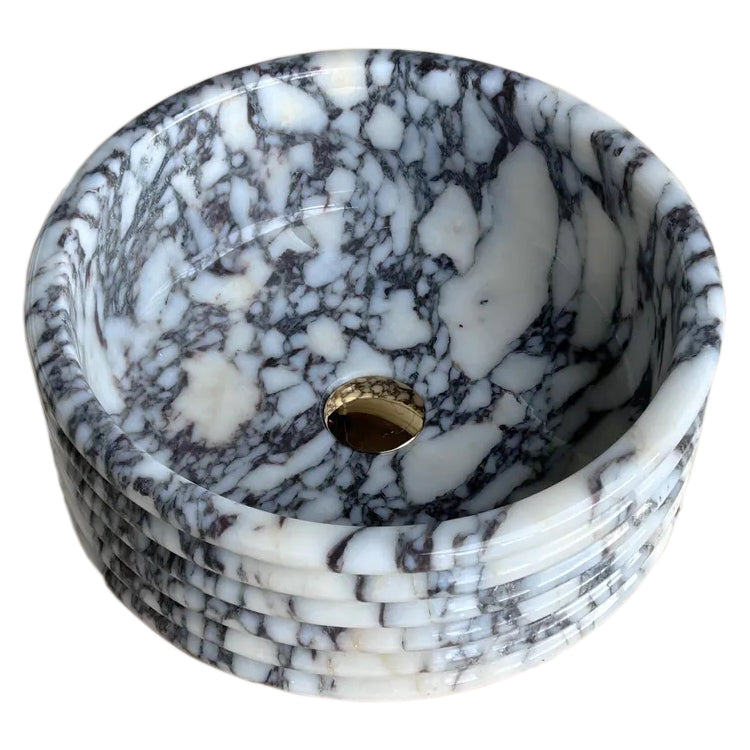 Calacatta Viola Marble Fluted Above-vanity Bathroom Sink Polished
