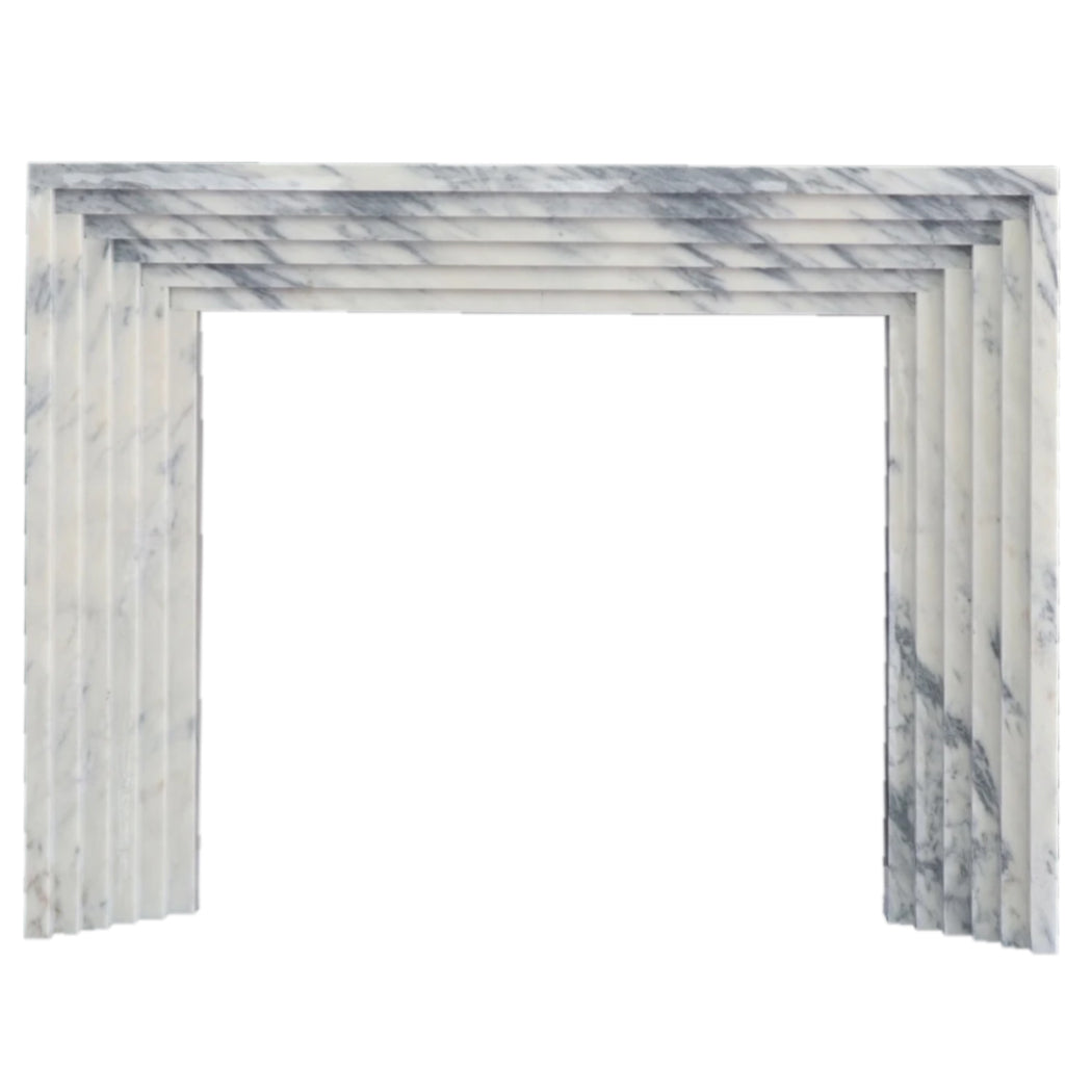 Calacatta Viola Marble Art Deco Fireplace Mantel Polished (L)60" (H)47" (D)8"