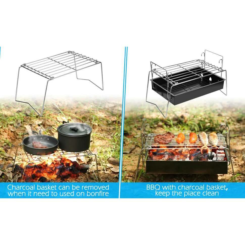 Camping Grill Barbecue Tool Folding & Lightweight Steel Mesh Portable