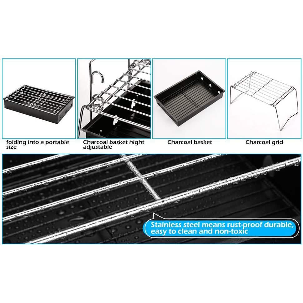 Camping Grill Barbecue Tool Folding & Lightweight Steel Mesh Portable
