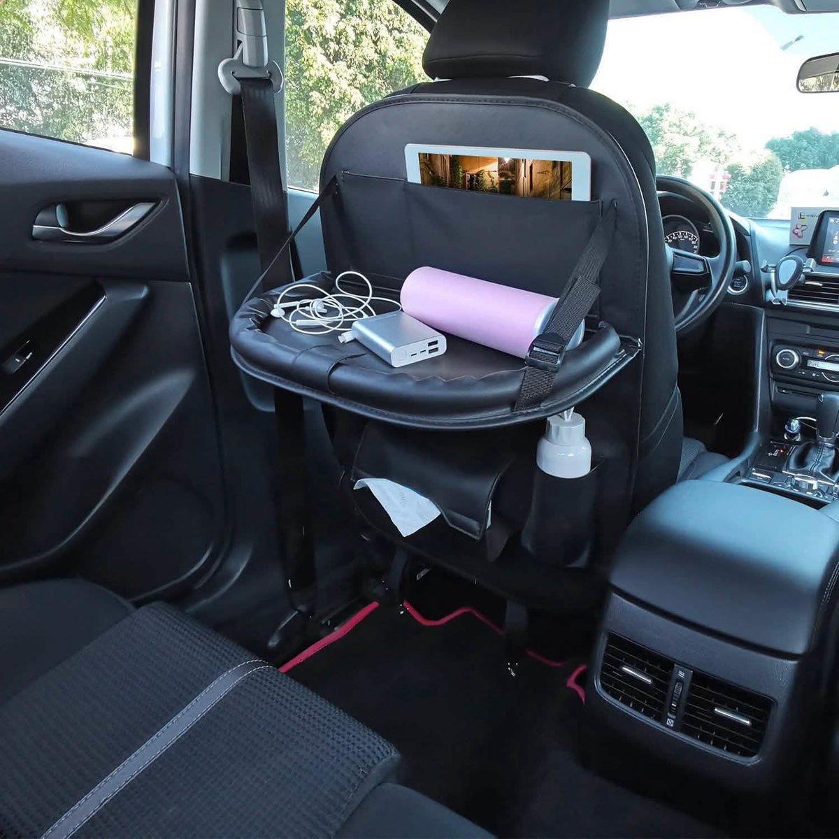Car Back Seat Organizer with Foldable Table Tray 8 Pockets