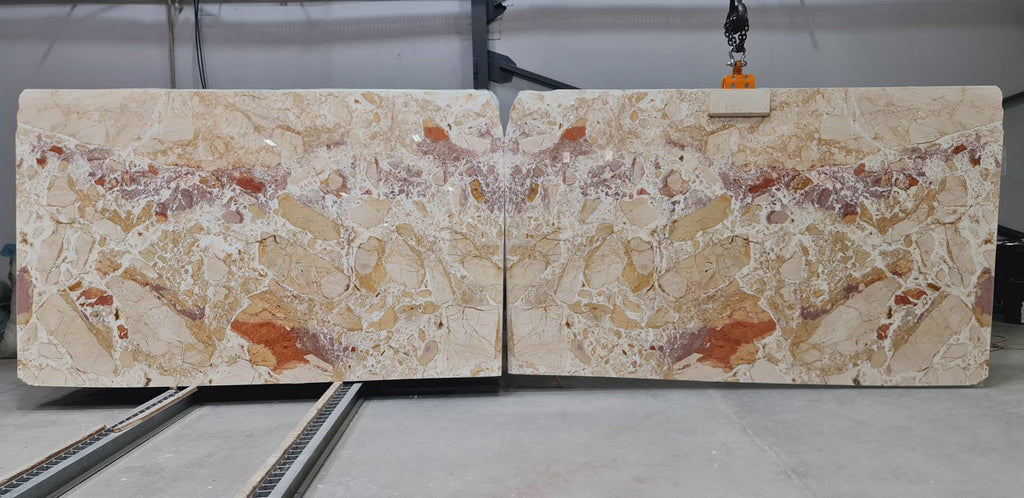 Caramel White Beige Bookmatching Marble Slabs Polished - Full Truckload