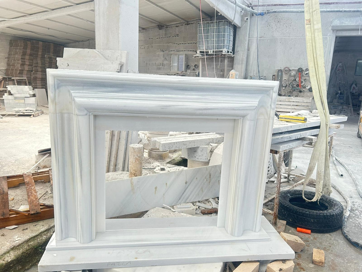 Carrara White Marble Hand-carved Fireplace Mantel Polished (W)14" (L)67" (H)69"