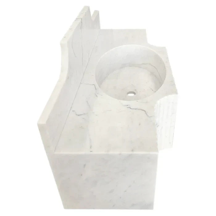 Carrara White Marble Wall-mount Bathroom Sink with 10" Backsplash (W)18" (L)48" (H)10"