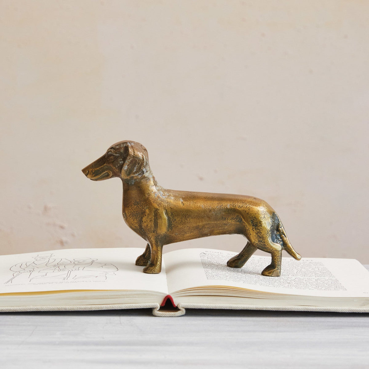 Antique Brass Cast Aluminum Dachshund Wiener Dog Figurine
