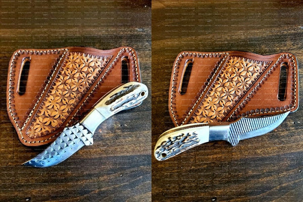 Cowboy Belt Knife – Rasp Steel & Antler Horn Handle