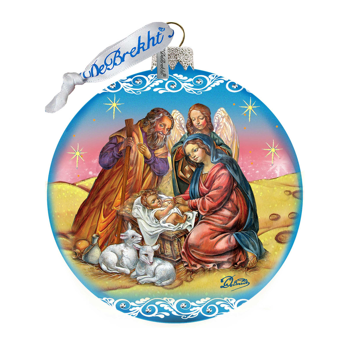 Nativity Ball in Blue Glass Ornament Limited Edition by G. DeBrekht - Nativity Holiday Decor - 73863