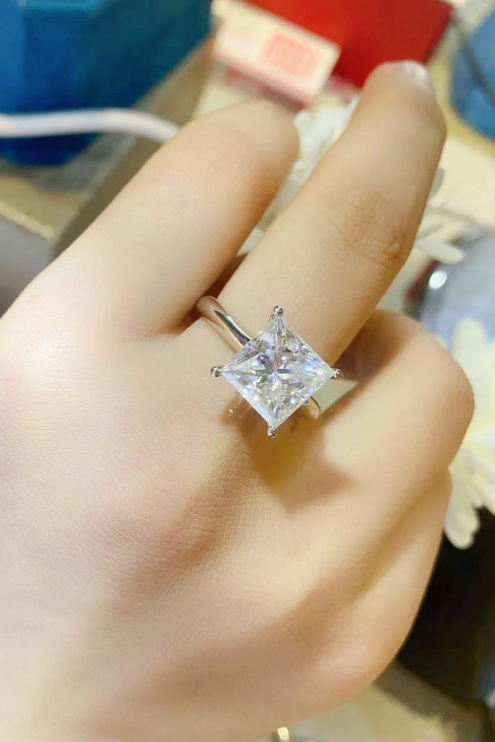 5 Carat Princess-Cut Sparkala™ Solitaire Ring (Platinum Over Pure Sterling Silver)
