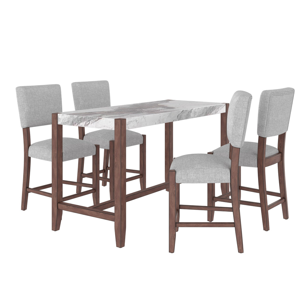 Set of 4 Mid-Century Modern Linen Upholstered Bar Stools