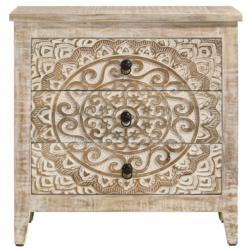 Kenzie - 3 Drawer Mandala Cabinet - White