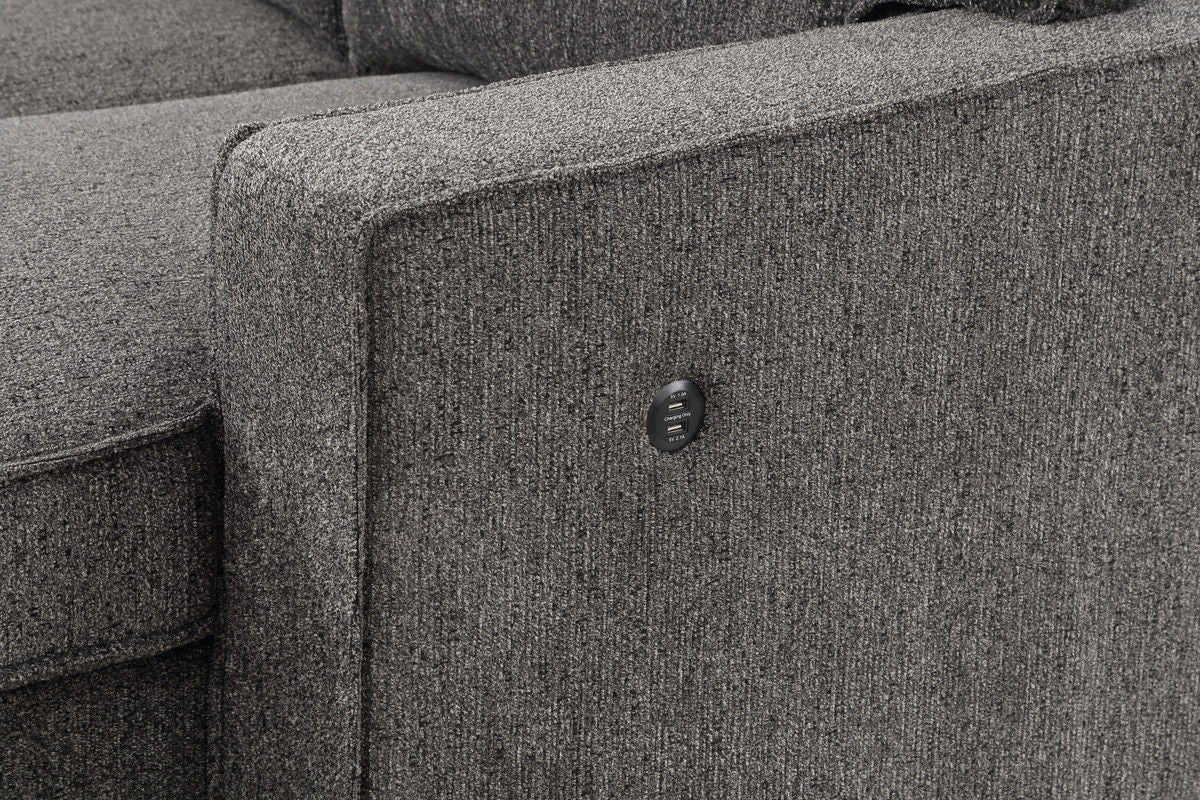 Estelle - Fabric Reversible Sleeper Sectional With Storage Chaise Drop-Down Table 2 Cup Holders And 2 USB Ports