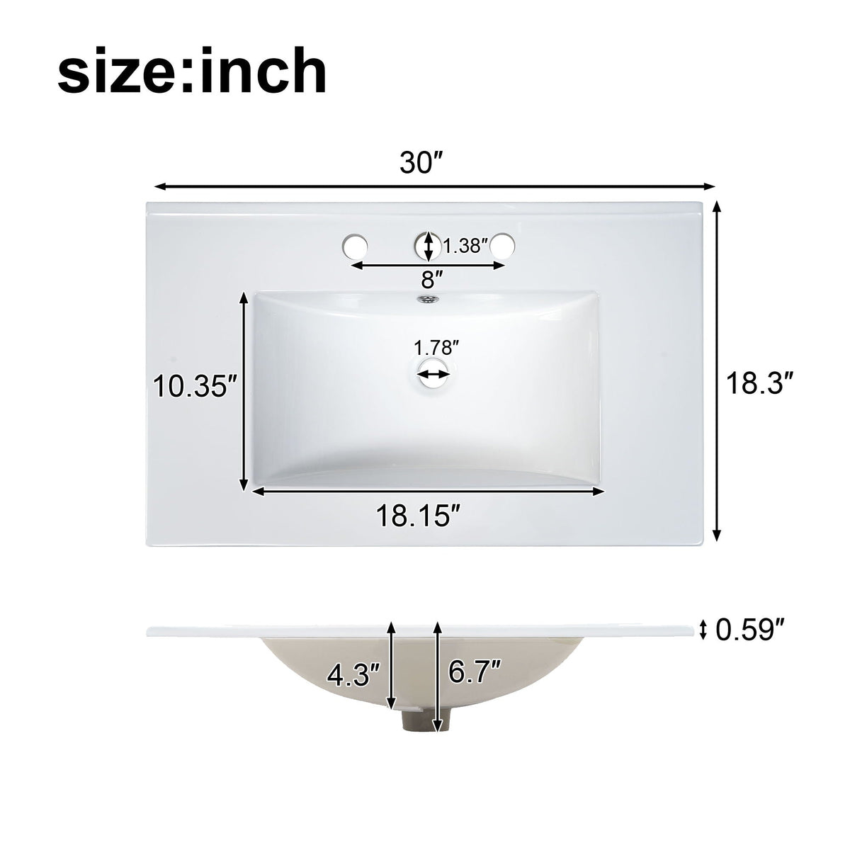 Bathroom Vanity With Sink, 1 Divided Drawer And 2 Soft Close Doors With Double Shelf