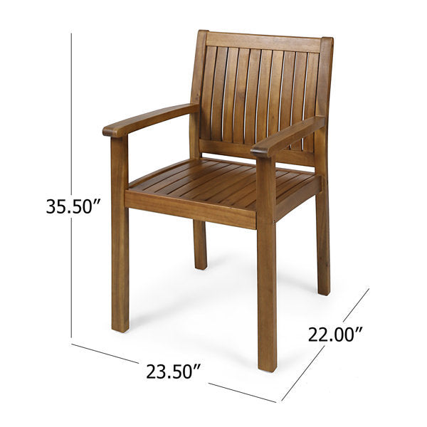7 Pieces Acacia Wood Outdoor Dining Set – Modern Style