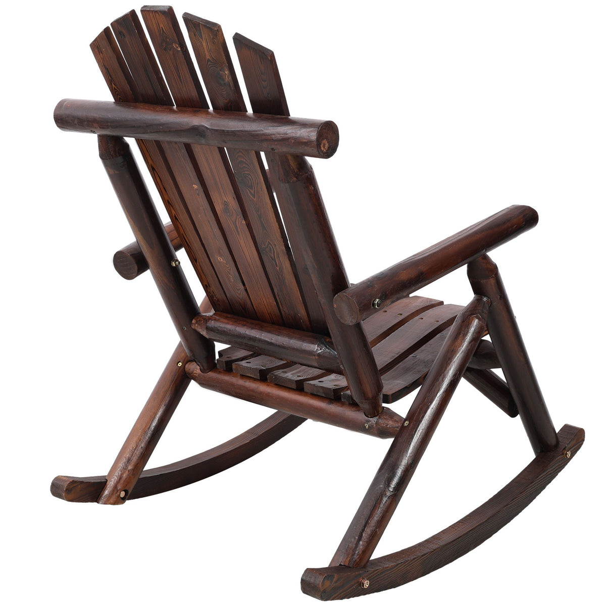 Durable Wooden Porch Rocker, Fir Log Rocking Chair