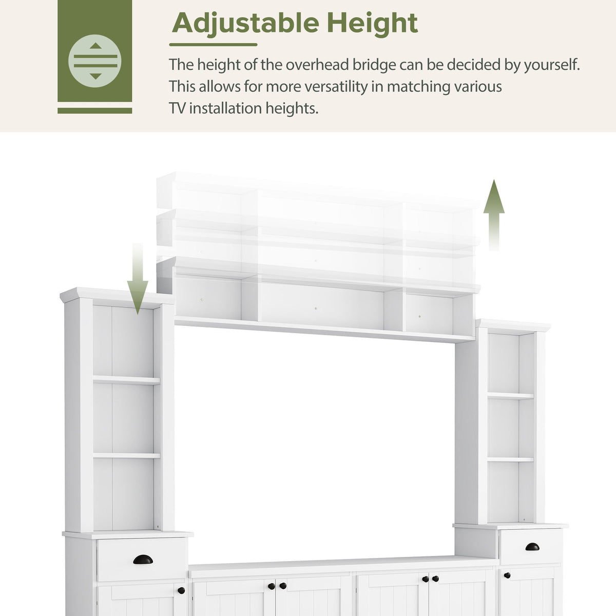 Minimalist Entertainment Wall Unit Set With Bridge For TVs Up To 75"