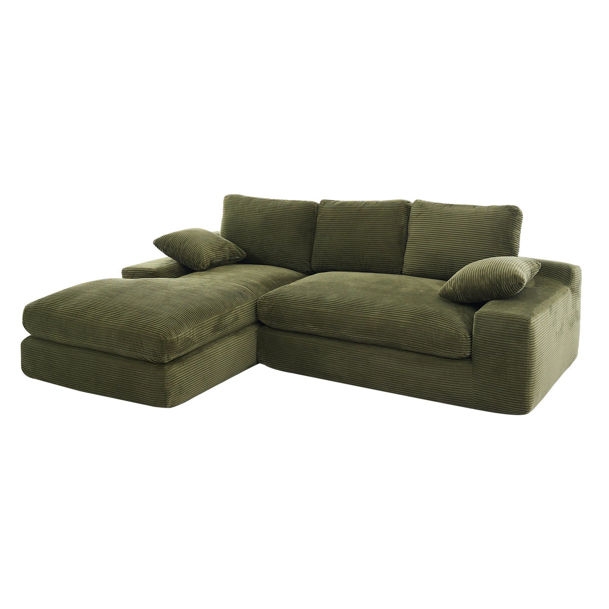 Compressed Sofa With 3 Back Cushions, 2 Throw Pillows