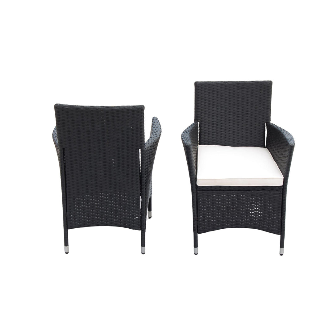 Outdoor Patio Wicker Dining Set With Acacia Wood Top