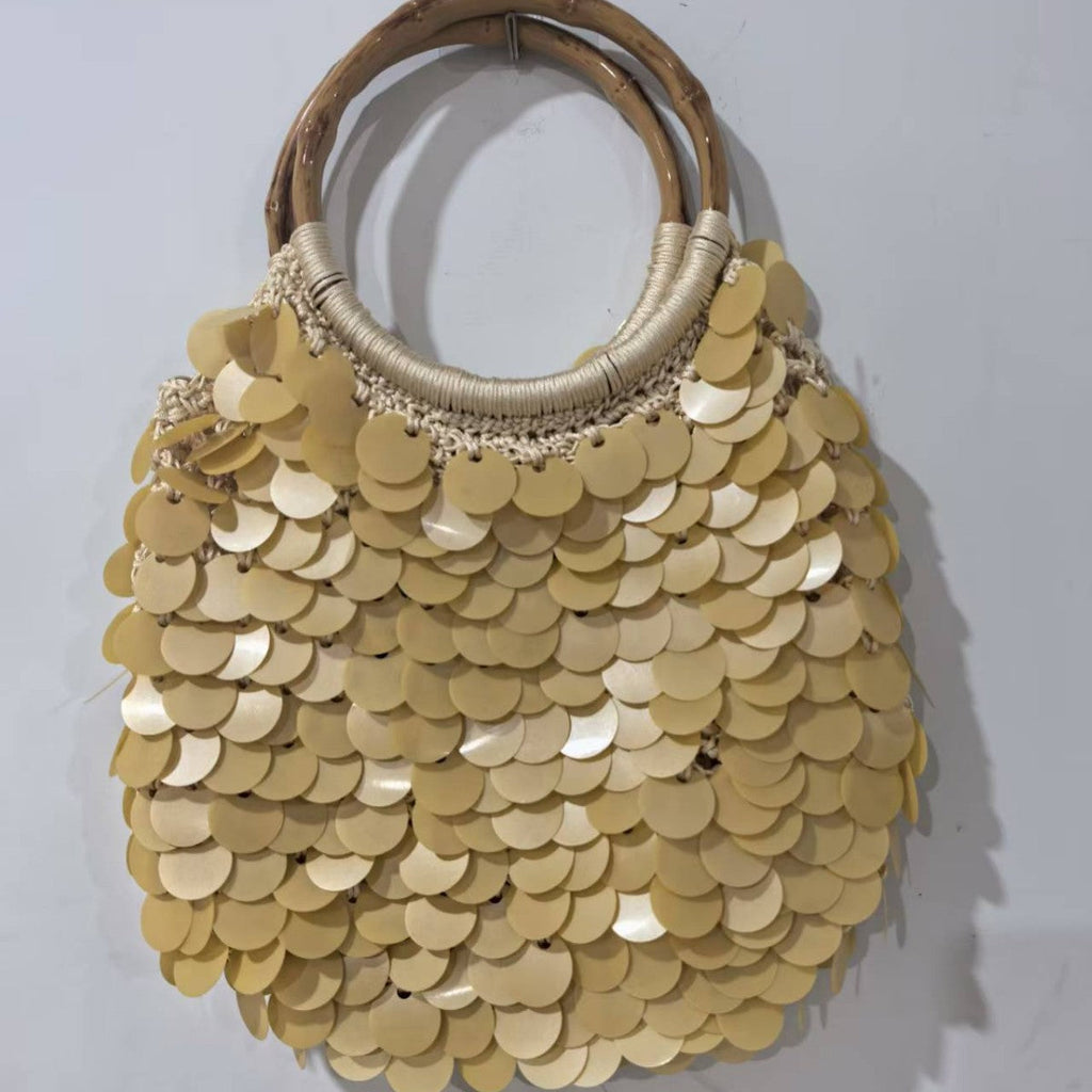 New High-End Handmade Natural Sequin Handbag For Women