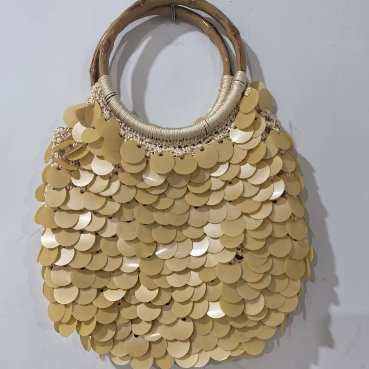 New High-End Handmade Natural Sequin Handbag For Women