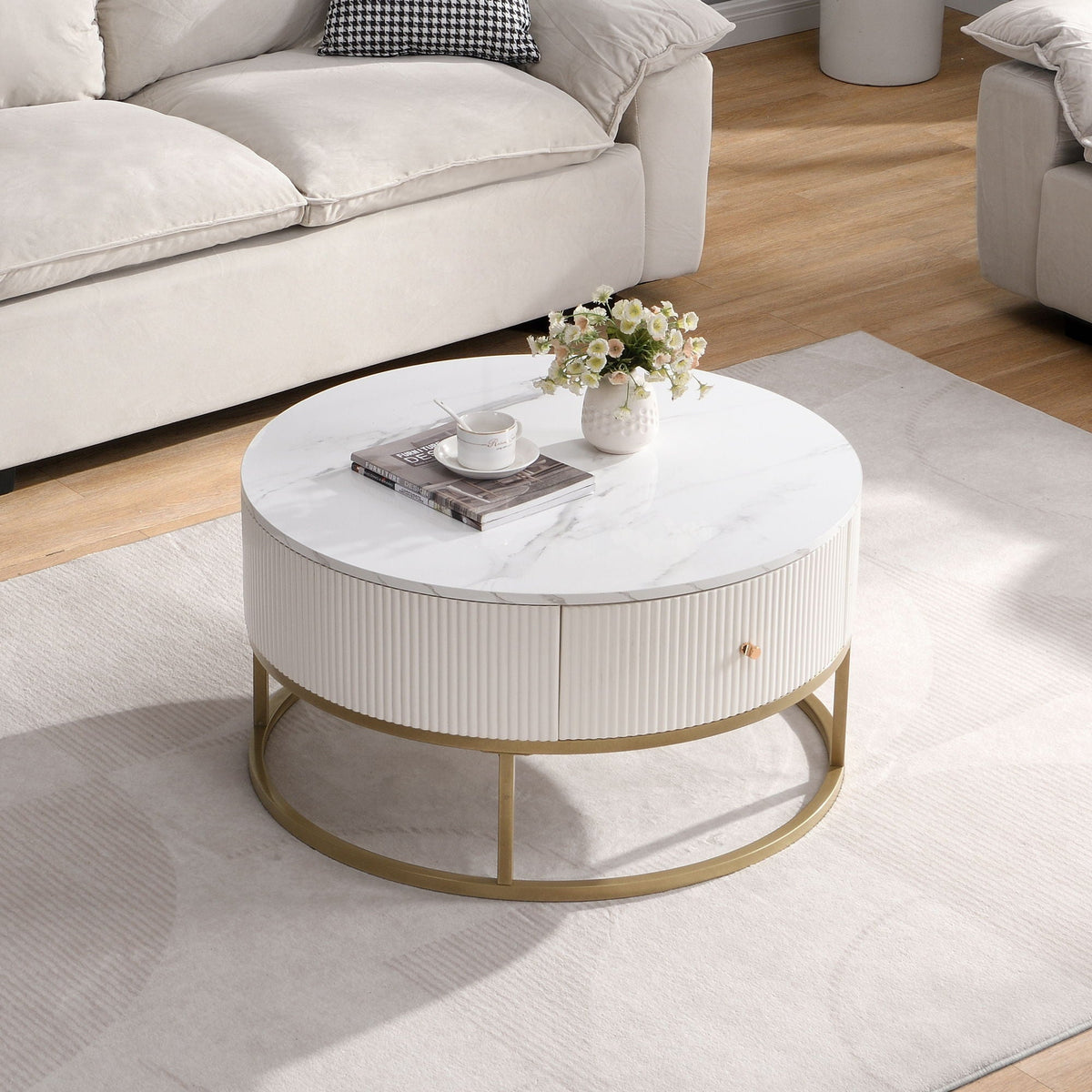 Modern Round Table With Drawers