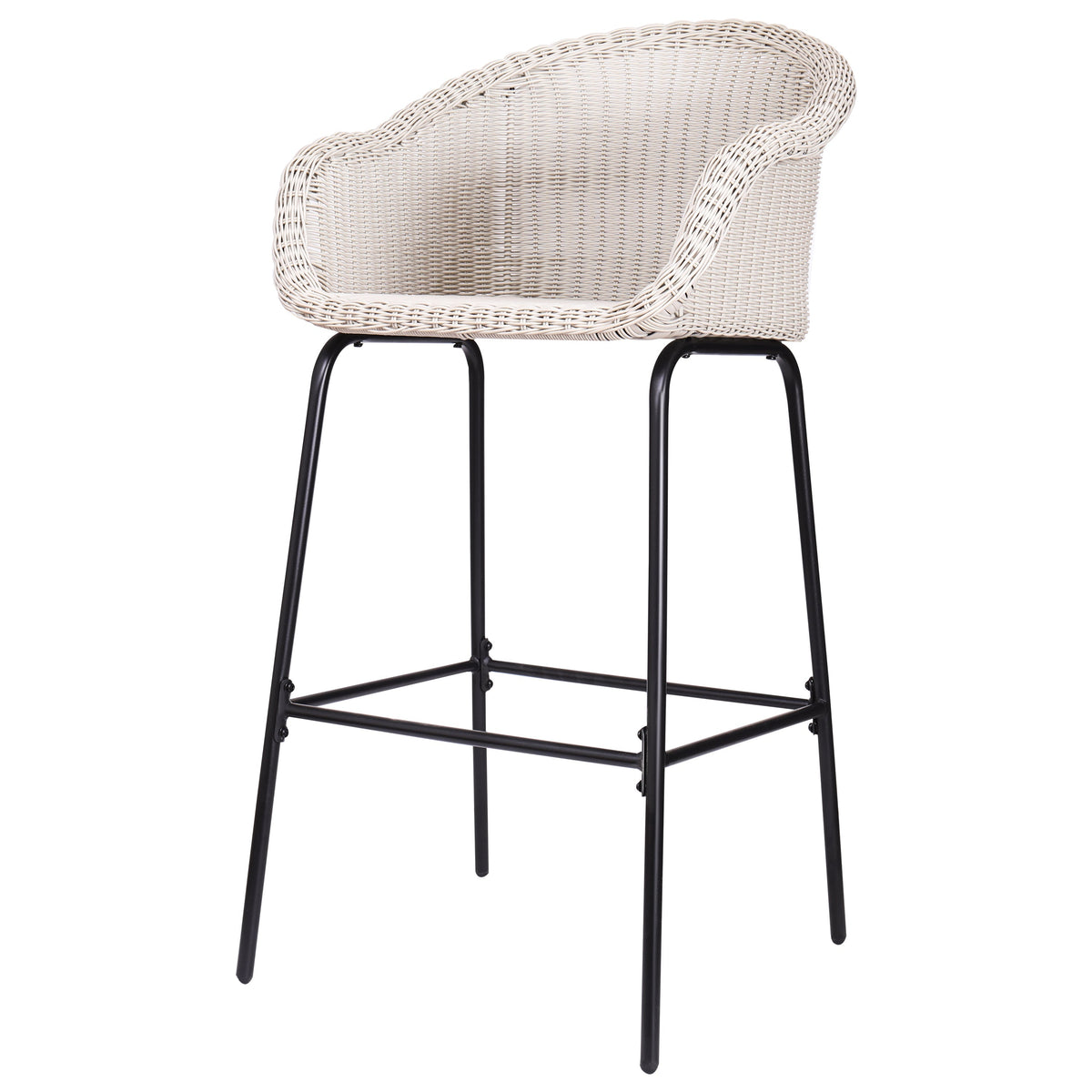 Ladd Outdoor Metal Wicker Barstool Set of 2 - Light Gray