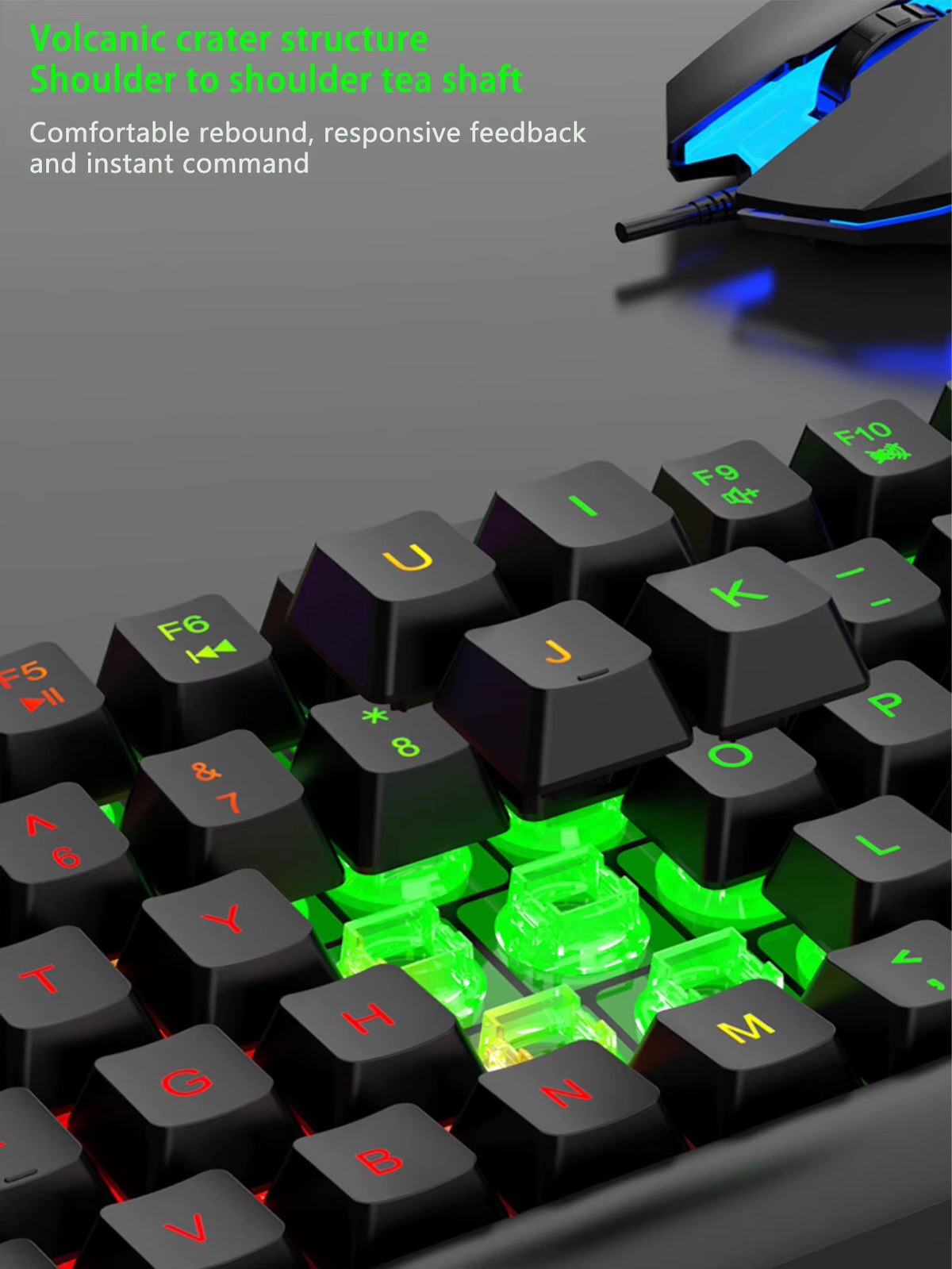 Colorful and Dazzlingly Glowing Gaming Mechanical Wired Keyboard and Mouse Set, Suitable for Desktop Computers and Laptops