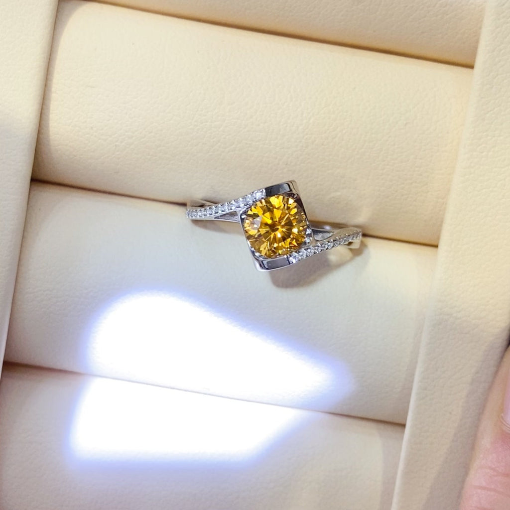 1 Carat Yellow Brilliant Round Cut Sparkala™ Pure Sterling Silver Ring