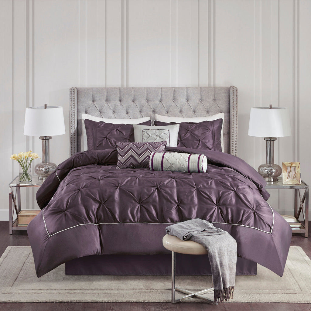 7 Piece Tufted Comforter Set Plum California King