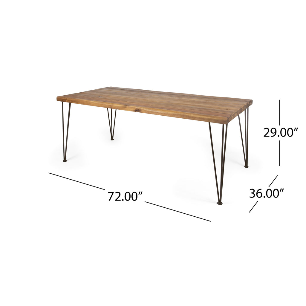 7 Pieces Acacia Wood Outdoor Dining Set with Cream Cushions