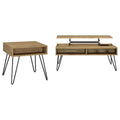 2 Piece Lift Top Coffee And End Table Set With Hairpin Legs - Golden Oak