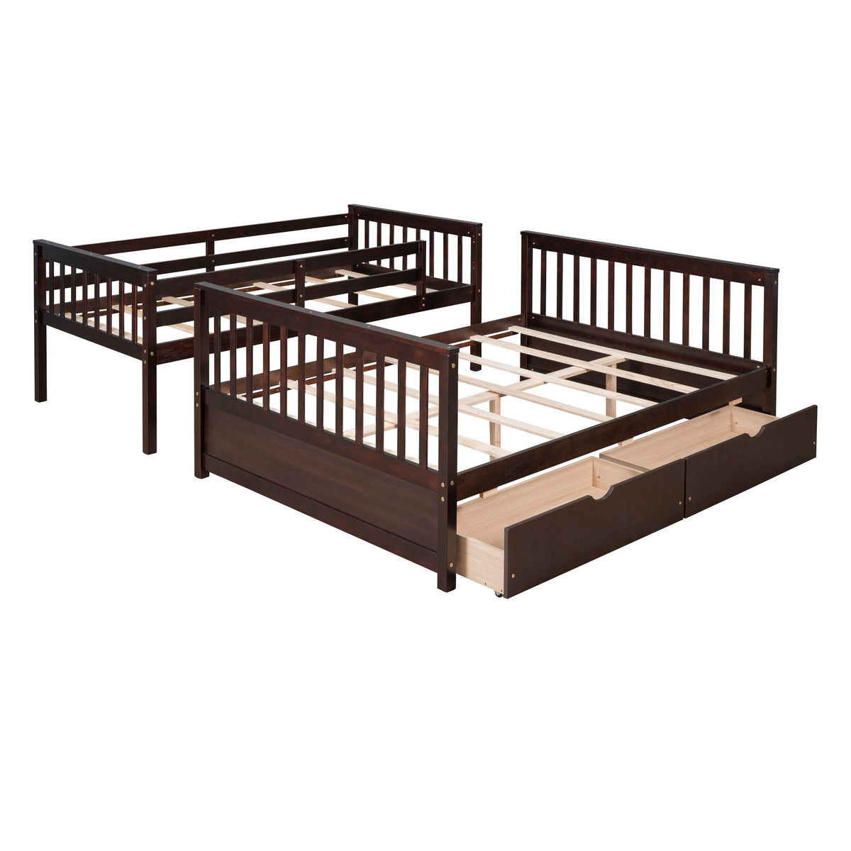 Bunk Bed With Ladders And 2 Storage Drawers
