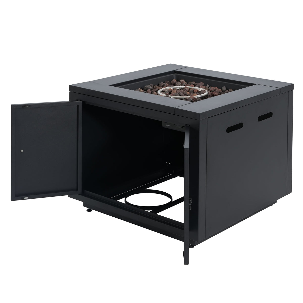 30inch Square  Steel Fire Pit Table, in Black,40000BTU