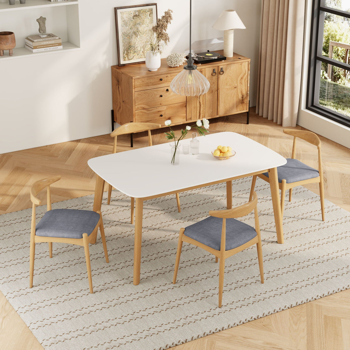 5 Piece Dining Set With Upholstered Chairs