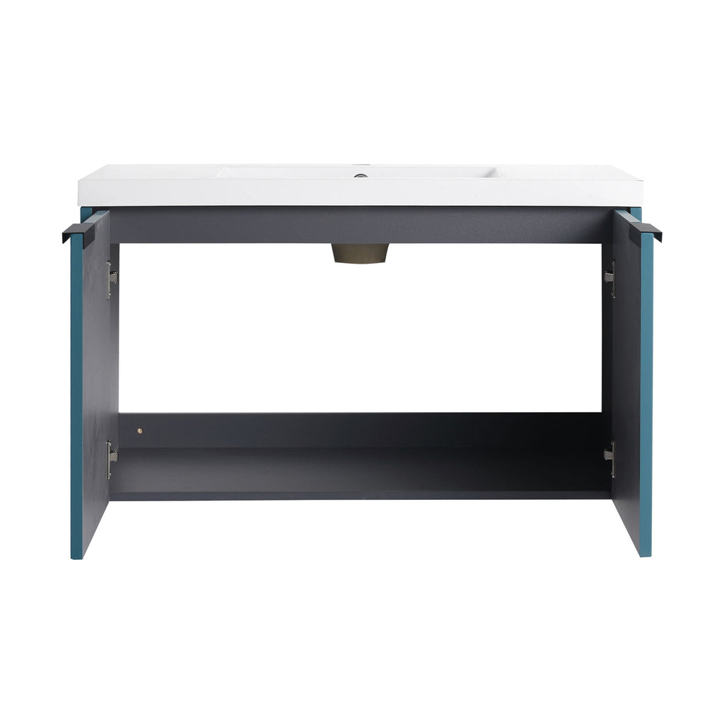Contemporary Wall Mounted Bathroom Vanity With Resin Double Sink