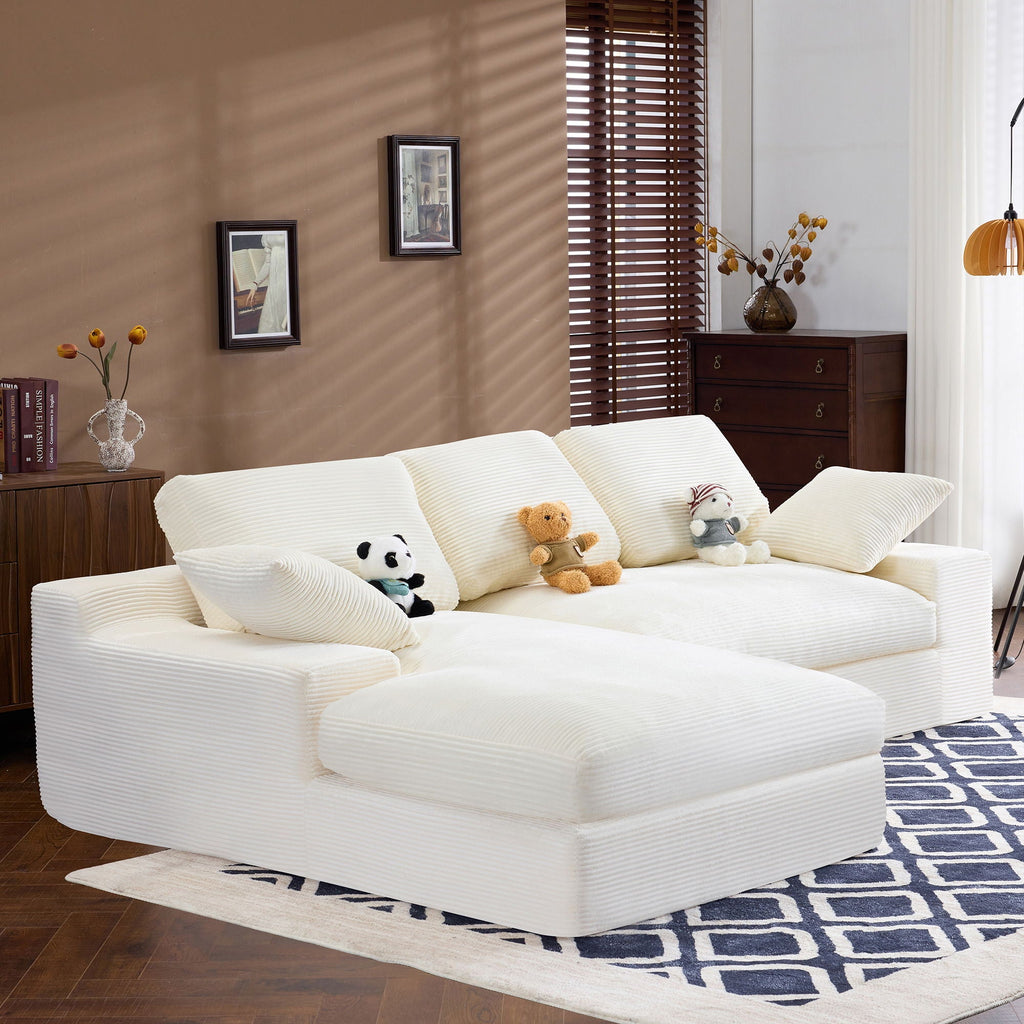 Compressed Sofa With 3 Back Cushions, 2 Throw Pillows