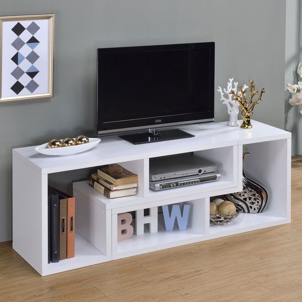 Convertable L-Shaped Bookcase With Open Shelves - White