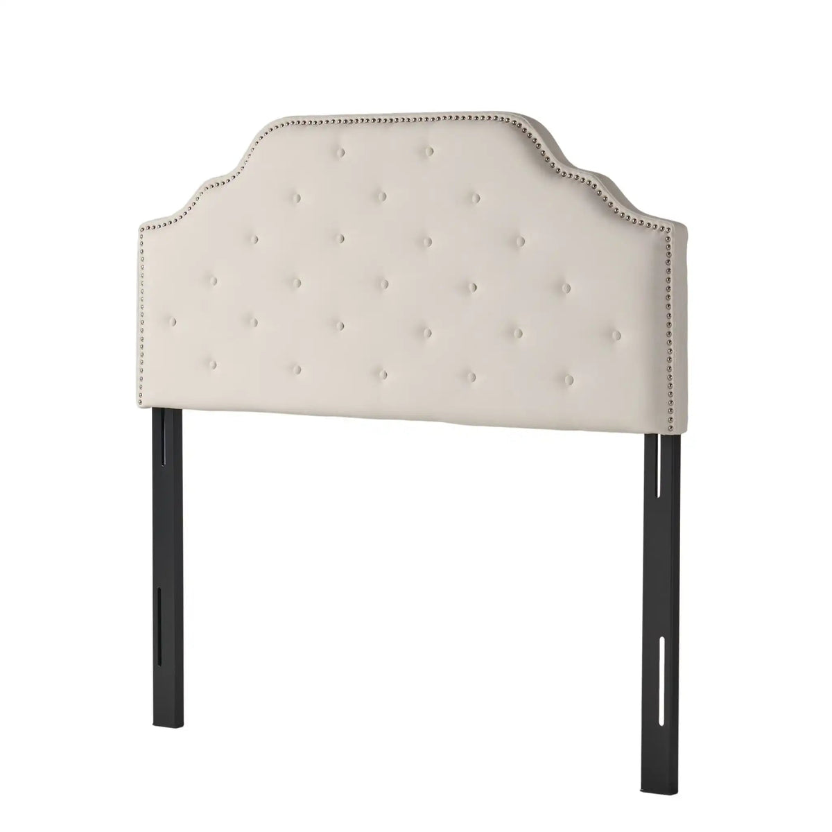 Charismatic Queen Size Headboard with Button Tufting and Nailhead Trim