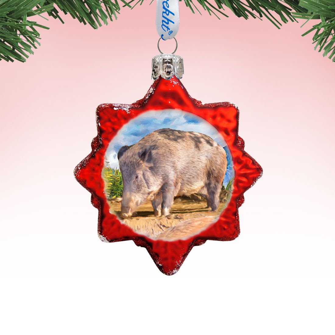 Wild Boar Mercury Glass Ornament by G. DeBrekht - Wildlife Holiday Decor - 775489