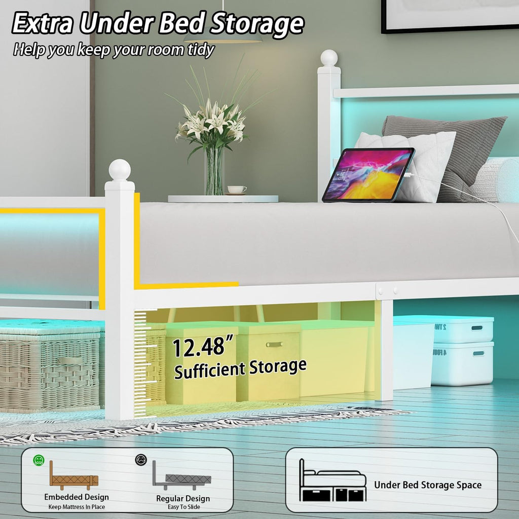 Twin Bed Frames with Headboard and Footboardwhite Metal Platform Bed Frame With